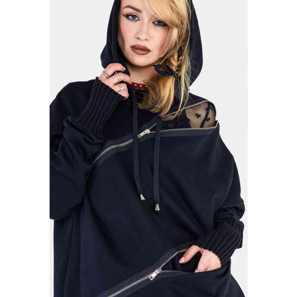 Jawbreaker - Zip Front Oversized Sweat Ã  capuche - Noir
